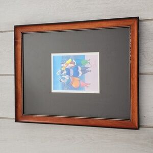 Vibrant Dance Art Print with Brown Frame